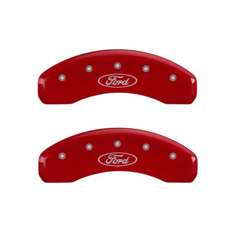 MGP 4 Caliper Covers Engraved Front & Rear Oval logo/Ford Red finish silver ch thumbnail 9
