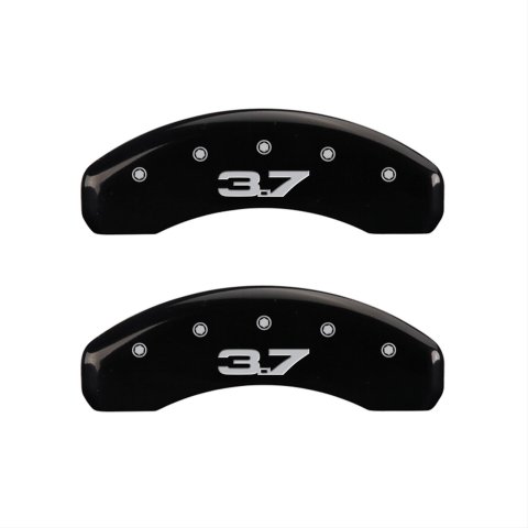 MGP 4 Caliper Covers Engraved Front 2015/Mustang Engraved Rear 2015/37 Black finish silver ch