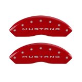 MGP 4 Caliper Covers Engraved Front 2015/Mustang Engraved Rear 2015/37 Red finish silver ch thumbnail 1