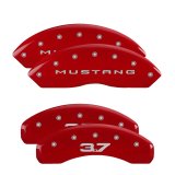 MGP 4 Caliper Covers Engraved Front 2015/Mustang Engraved Rear 2015/37 Red finish silver ch thumbnail 2
