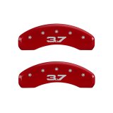 MGP 4 Caliper Covers Engraved Front 2015/Mustang Engraved Rear 2015/37 Red finish silver ch thumbnail 6