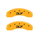 MGP 4 Caliper Covers Engraved Front 2015/Mustang Engraved Rear 2015/37 Yellow finish black ch thumbnail 1