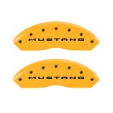 MGP 4 Caliper Covers Engraved Front 2015/Mustang Engraved Rear 2015/37 Yellow finish black ch thumbnail 2