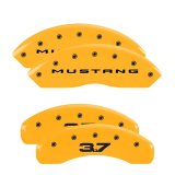 MGP 4 Caliper Covers Engraved Front 2015/Mustang Engraved Rear 2015/37 Yellow finish black ch thumbnail 3