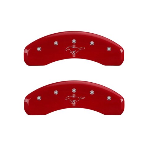 MGP 4 Caliper Covers Engraved Front 2015/Mustang Engraved Rear 2015/Bar & Pony Red finish silver ch thumbnail 6
