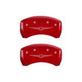 MGP 4 Caliper Covers Engraved Front & Rear Style 1/Chrysler Wing Red finish silver ch thumbnail 9