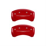 MGP 4 Caliper Covers Engraved Front & Rear Style 2/Chrysler Wing Red finish silver ch thumbnail 2