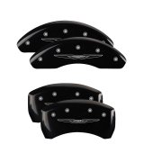 MGP 4 Caliper Covers Engraved Front & Rear Style 2/Chrysler Wing Black finish silver ch thumbnail 3