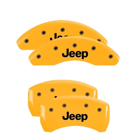 MGP 4 Caliper Covers Engraved Front & Rear JEEP Yellow finish black ch thumbnail 4