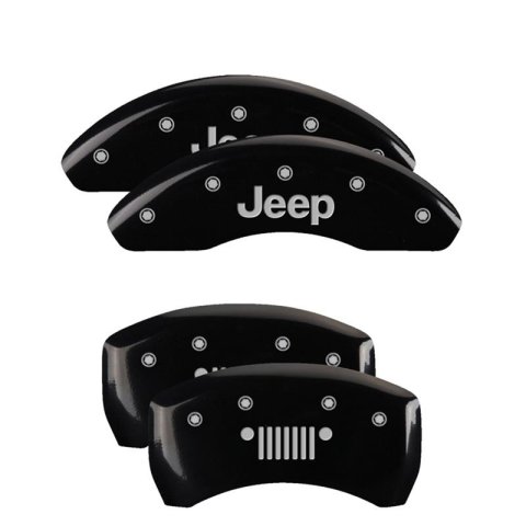MGP 4 Caliper Covers Engraved Front JEEP Engraved Rear JEEP Grill logo Black finish silver ch thumbnail 2