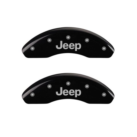 MGP 4 Caliper Covers Engraved Front JEEP Engraved Rear JEEP Grill logo Black finish silver ch thumbnail 4