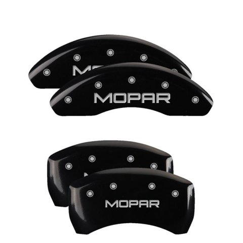 MGP 4 Caliper Covers Engraved Front & Rear MOPAR Black finish silver ch thumbnail 1
