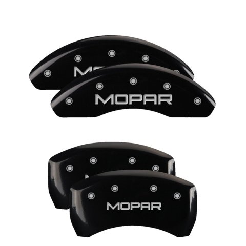 MGP 4 Caliper Covers Engraved Front & Rear MOPAR Black finish silver ch thumbnail 2