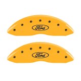 MGP 4 Caliper Covers Engraved Front & Rear Oval logo/Ford Yellow finish black ch thumbnail 1