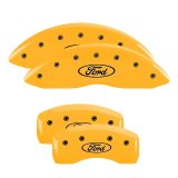 MGP 4 Caliper Covers Engraved Front & Rear Oval logo/Ford Yellow finish black ch thumbnail 7