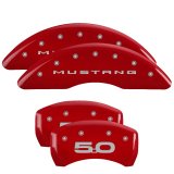 MGP 4 Caliper Covers Engraved Front 2015/Mustang Engraved Rear 2015/50 Red finish silver ch thumbnail 1