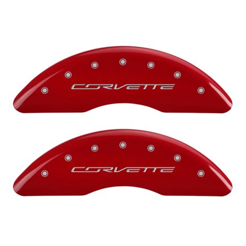MGP 4 Caliper Covers Engraved Front Corvette C7 Engraved Rear Z51/2015 Red finish silver ch thumbnail 5