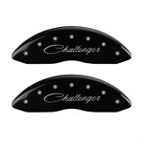 MGP 4 Caliper Covers Engraved Front Cursive/Challenger Engraved Rear RT Black finish silver ch thumbnail 1