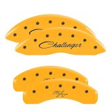 MGP 4 Caliper Covers Engraved Front Cursive/Challenger Engraved Rear RT Yellow finish black ch thumbnail 3