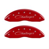 MGP 4 Caliper Covers Engraved Front & Rear Cursive/Challenger Red finish silver ch thumbnail 1