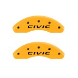 MGP 4 Caliper Covers Engraved Front 2016/CIVIC Engraved Rear 2016/CIVIC Yellow finish black ch thumbnail 1