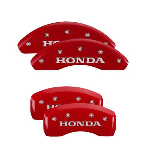 MGP 4 Caliper Covers Engraved Front & Rear Honda Red finish silver ch thumbnail 3