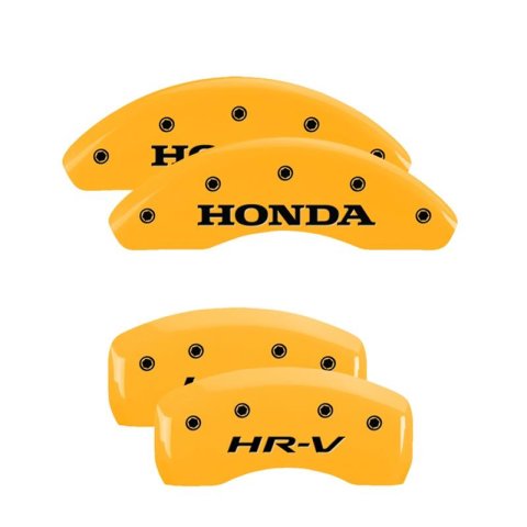 MGP 4 Caliper Covers Engraved Front Honda Engraved Rear HR-V Yellow finish black ch thumbnail 3