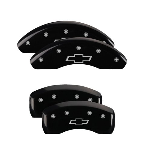 MGP 4 Caliper Covers Engraved Front & Rear Bowtie Black finish silver ch thumbnail 4