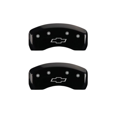 MGP 4 Caliper Covers Engraved Front & Rear Bowtie Black finish silver ch thumbnail 9