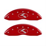 MGP 4 Caliper Covers Engraved Front & Rear Circle K/Kia Red finish silver ch thumbnail 1