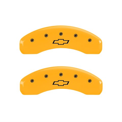 MGP 4 Caliper Covers Engraved Front & Rear Bowtie Yellow finish black ch