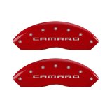 MGP 4 Caliper Covers Engraved Front Gen 5/Camaro Engraved Rear Gen 5/RS Red finish silver ch thumbnail 2