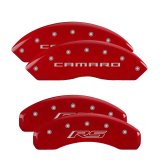 MGP 4 Caliper Covers Engraved Front Gen 5/Camaro Engraved Rear Gen 5/RS Red finish silver ch thumbnail 4
