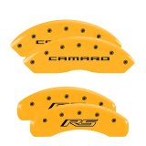 MGP 4 Caliper Covers Engraved Front Gen 5/Camaro Engraved Rear Gen 5/RS Yellow finish black ch thumbnail 3