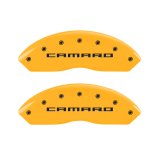 MGP 4 Caliper Covers Engraved Front Gen 5/Camaro Engraved Rear Gen 5/RS Yellow finish black ch thumbnail 5