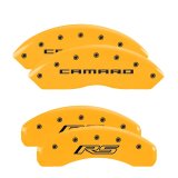 MGP 4 Caliper Covers Engraved Front Gen 5/Camaro Engraved Rear Gen 5/RS Yellow finish black ch thumbnail 7