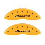 MGP 4 Caliper Covers Engraved Front Accord Engraved Rear Accord Yellow finish black ch thumbnail 1