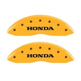 MGP 4 Caliper Covers Engraved Front & Rear Honda Yellow finish black ch thumbnail 1