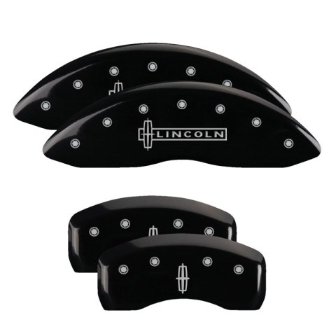 MGP 4 Caliper Covers Engraved Front Lincoln Engraved Rear Star logo Black finish silver ch thumbnail 4