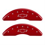 MGP 4 Caliper Covers Engraved Front & Rear Bowtie Red finish silver ch thumbnail 1