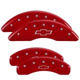 MGP 4 Caliper Covers Engraved Front & Rear Bowtie Red finish silver ch thumbnail 5