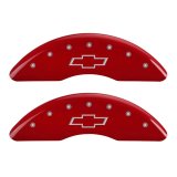 MGP 4 Caliper Covers Engraved Front & Rear Bowtie Red finish silver ch thumbnail 7
