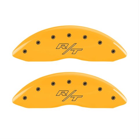 MGP 4 Caliper Covers Engraved Front & Rear Vintage Style/RT Yellow finish black ch