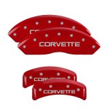 MGP 4 Caliper Covers Gloss Red Engraved with Corvette C4 (Full Kit 4 Pieces) thumbnail 1