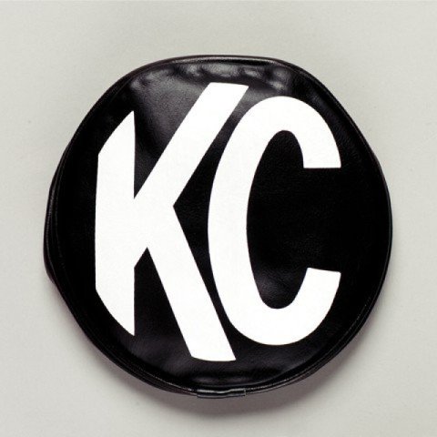 KC HiLiTES 8in. Round Soft Cover (Pair) - Black w/White KC Logo thumbnail 1