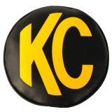 KC HiLiTES 8in. Round Soft Cover (Pair) - Black w/Yellow KC Logo thumbnail 1