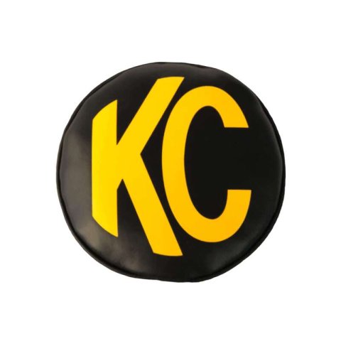 KC HiLiTES 6in. Round Soft Cover (Pair) - Black w/Yellow KC Logo thumbnail 2