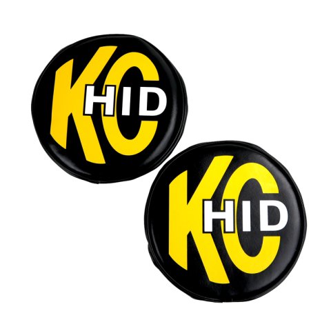 KC HiLiTES 8in. Round Soft Cover HID (Pair) - Black w/Yellow Brushed KC Logo thumbnail 1
