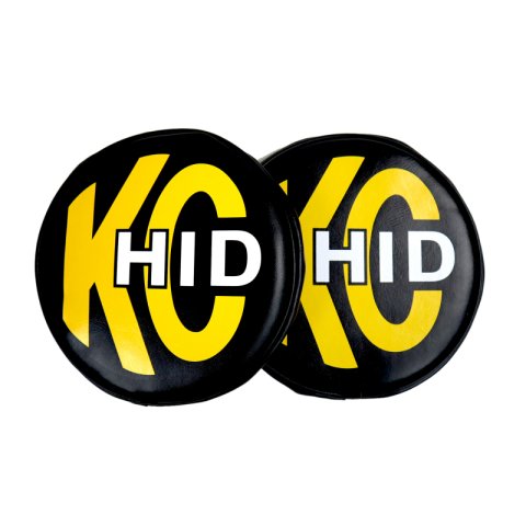 KC HiLiTES 8in. Round Soft Cover HID (Pair) - Black w/Yellow Brushed KC Logo thumbnail 8