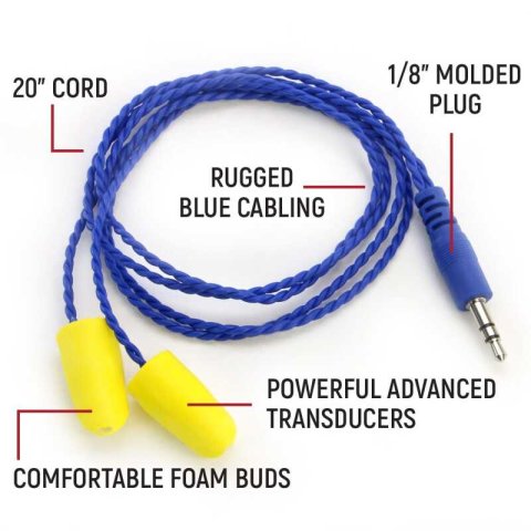 Rugged Radios AlphaBud Foam Earbud Speakers - Mono and Stereo thumbnail 1